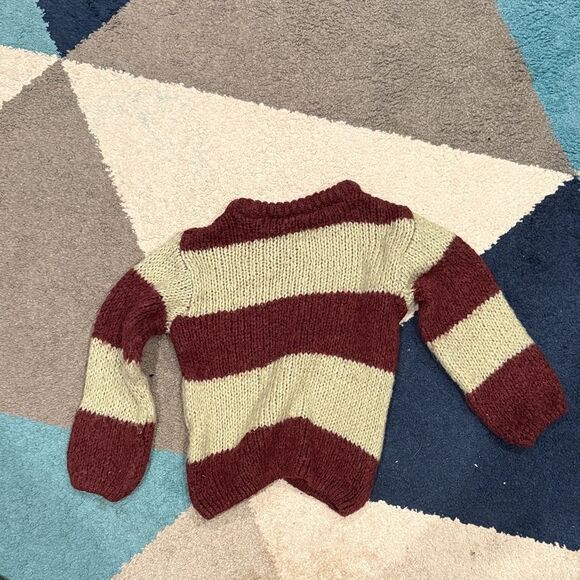 Zara Kids Striped Burgundy and Beige Sweater PUNK 4T Halloween Freddy - Picture 3 of 4